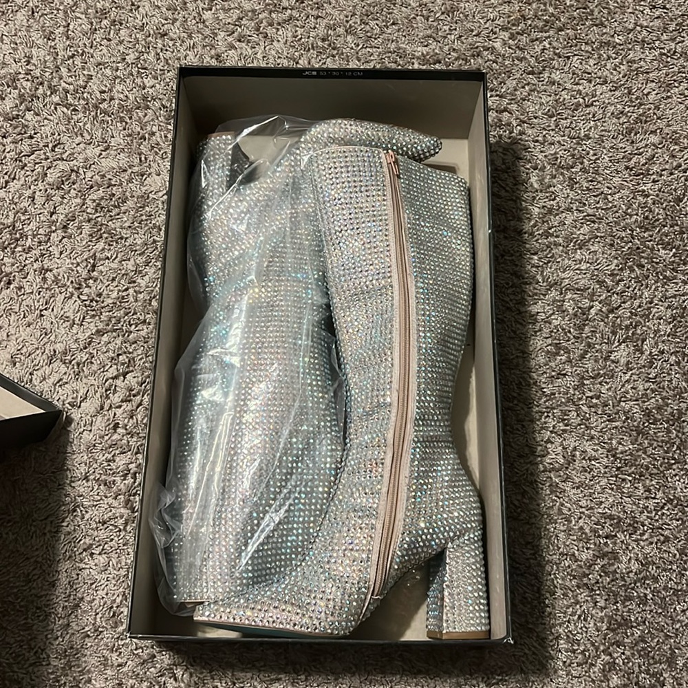 NIB Betsey Johnson Farah Knee High Rhinestone Boots